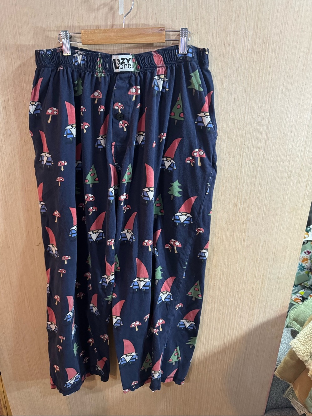 Men’s Lazy One Navy Gnome & Christmas Tree PJ Pants Size XL